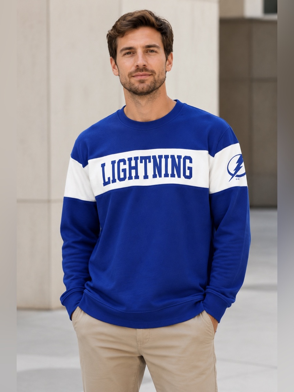 Tampa Bay Lightning NHL Blue & White Crewneck Sweatshirt Men's Size Medium